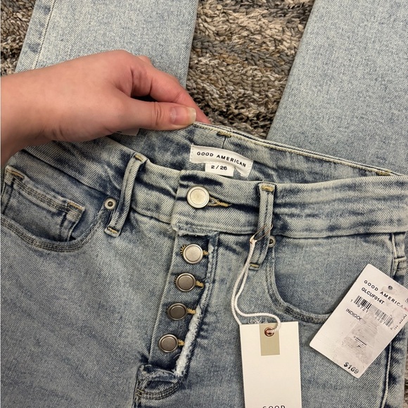 Good American Good Legs High Rise Raw Hem Skinny Jeans Sz 2/26 NWT | Skinny NEW- - Picture 8 of 13